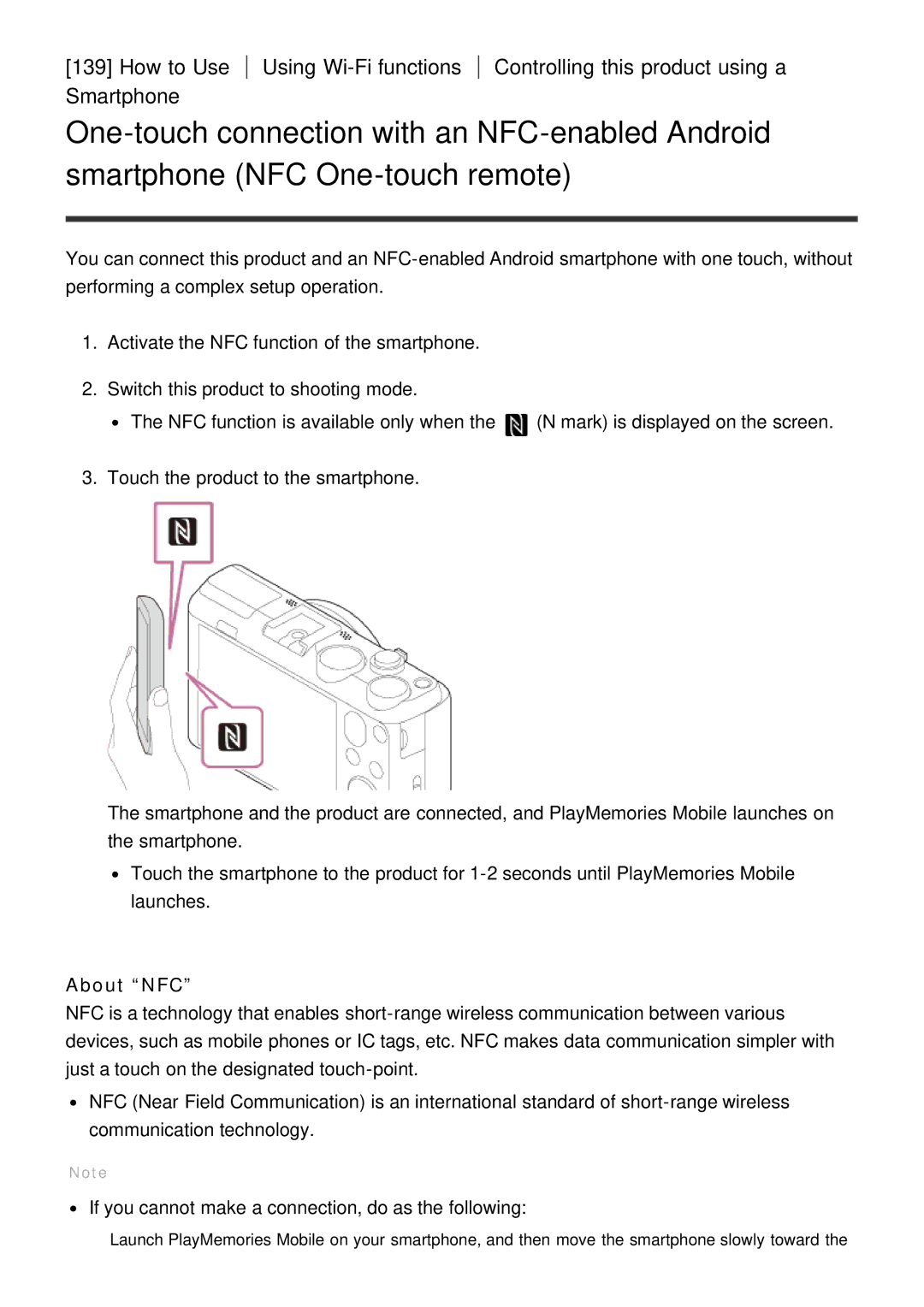 Sony DSC-HX60V manual About NFC 