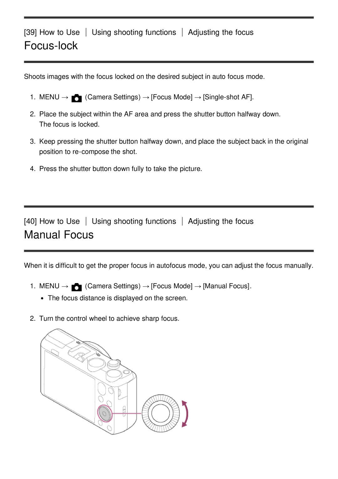 Sony DSC-HX60V manual Focus-lock, Manual Focus 