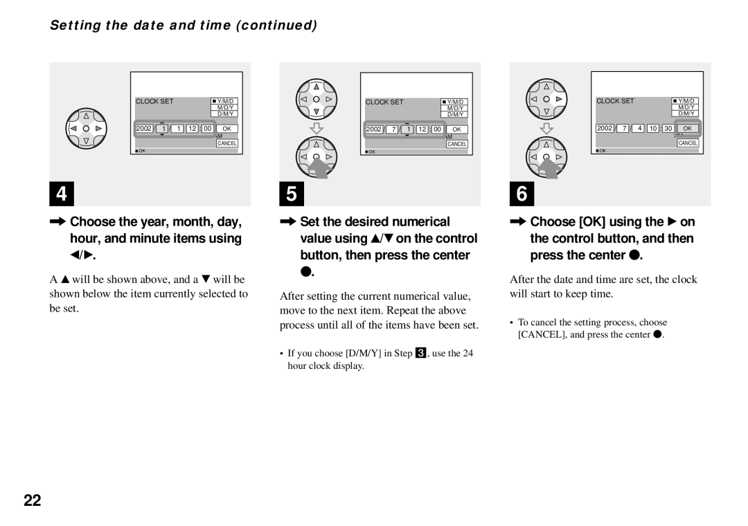 Sony DSC-P51, DSC-P31, DSC-P71 operating instructions Setting the date and time 