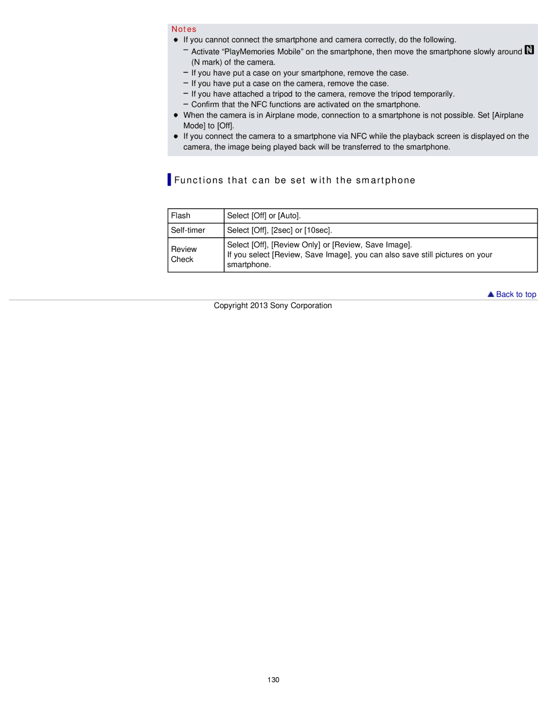 Sony DSCRX100M2/B, DSC-RX100M2/B manual Functions that can be set with the smartphone 