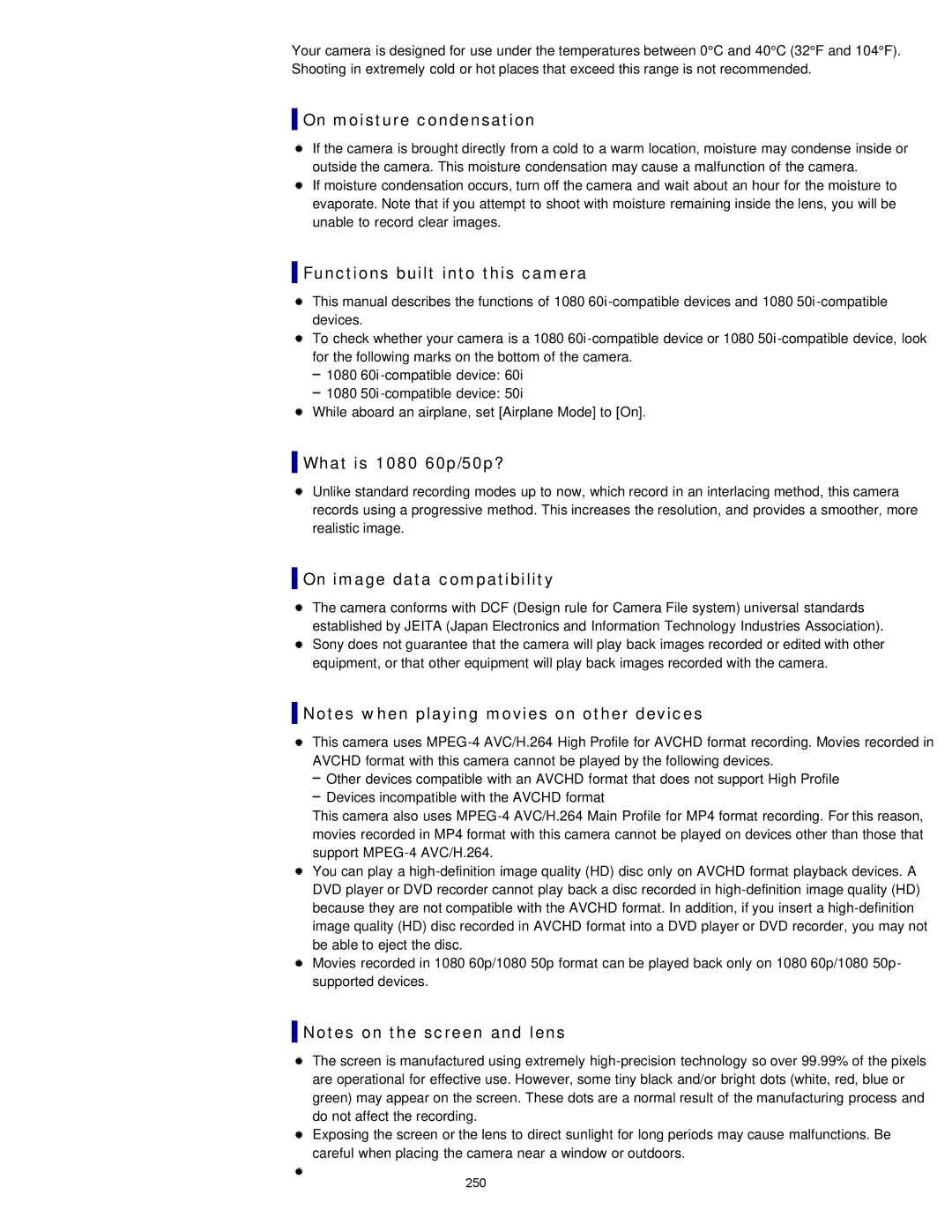 Sony DSCRX100M2/B, DSC-RX100M2 manual On moisture condensation, Functions built into this camera, What is 1080 60p/50p? 