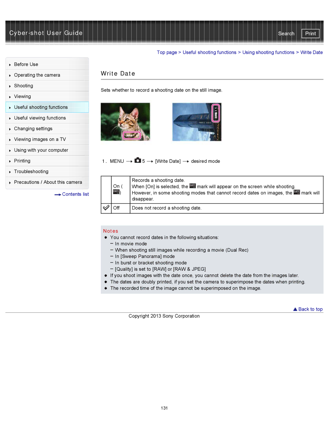 Sony DSC-RX100M2 manual Write Date 