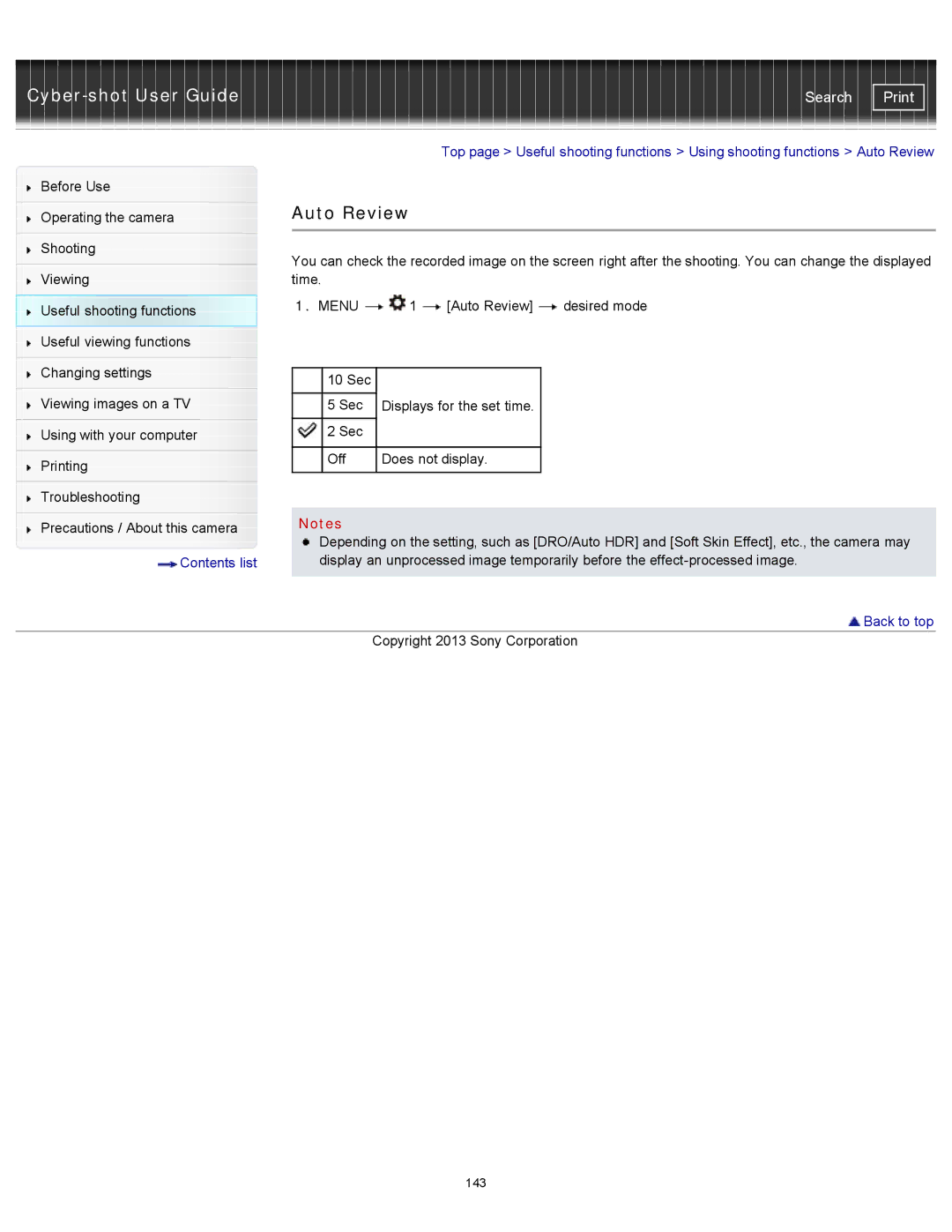 Sony DSC-RX100M2 manual Auto Review 