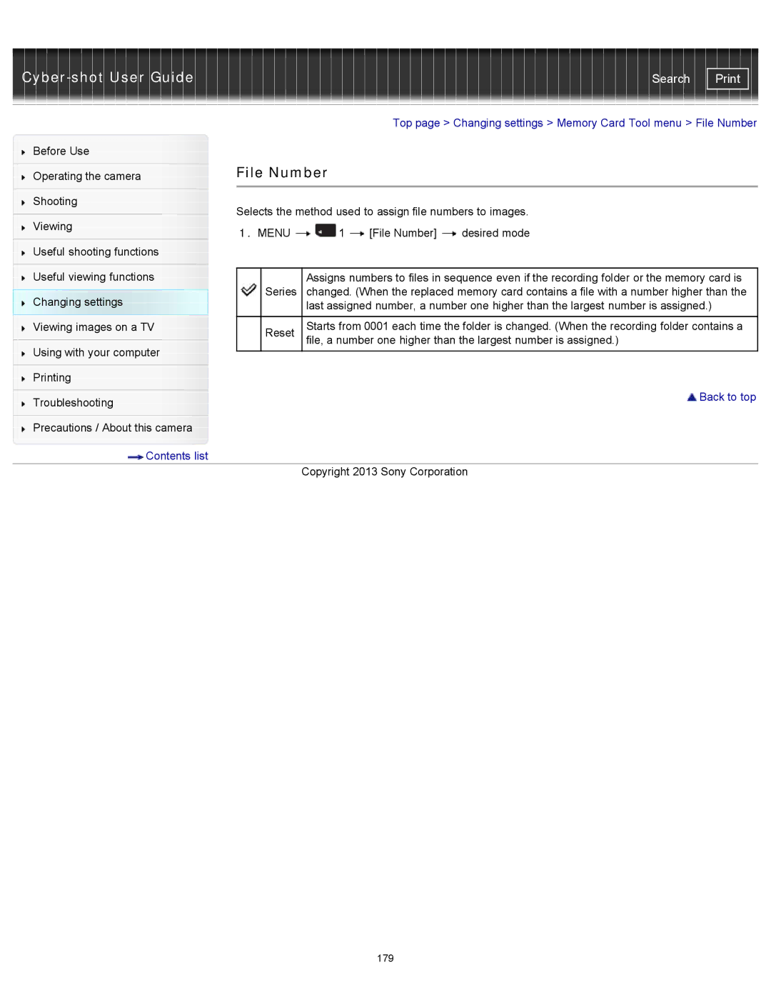 Sony DSC-RX100M2 manual File Number 