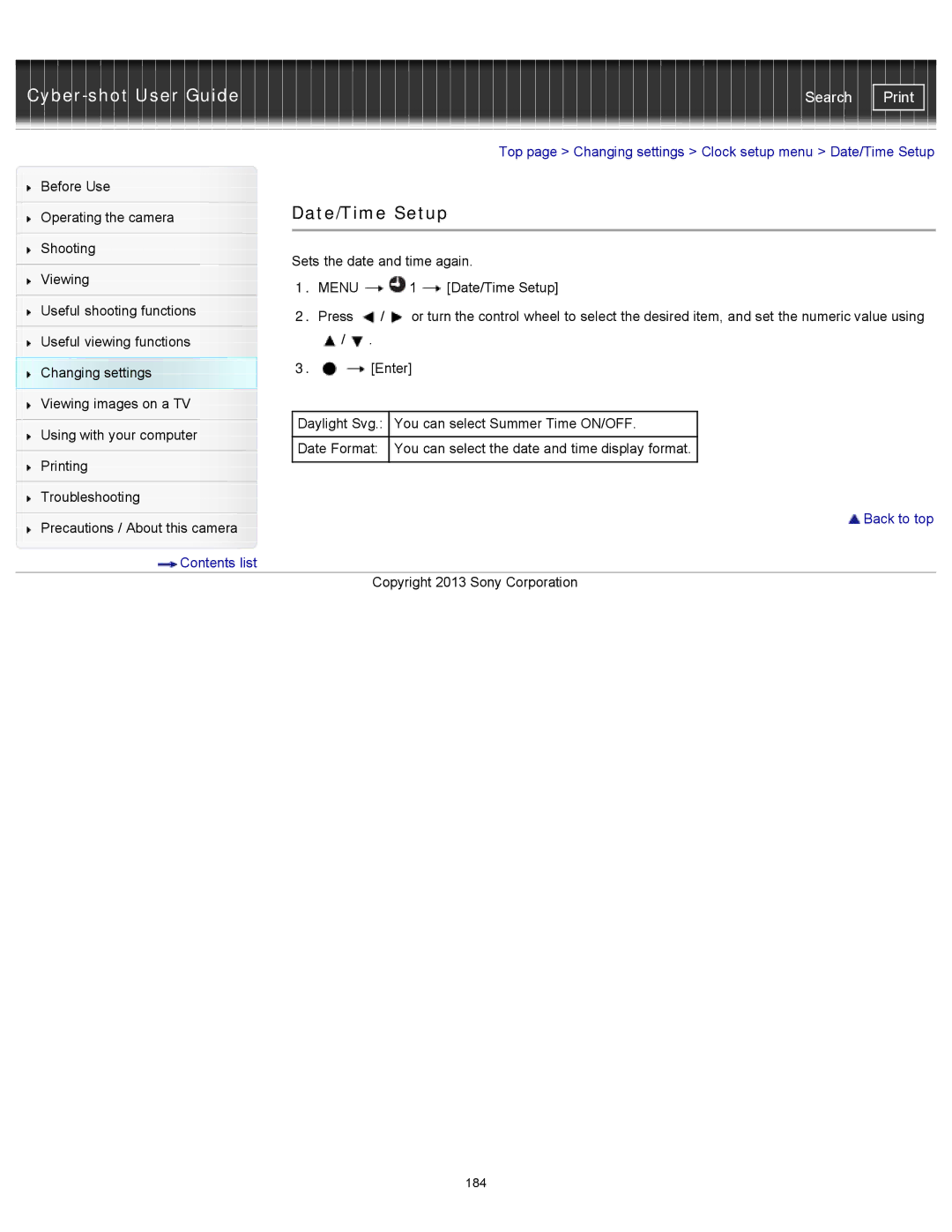 Sony DSC-RX100M2 manual Date/Time Setup 