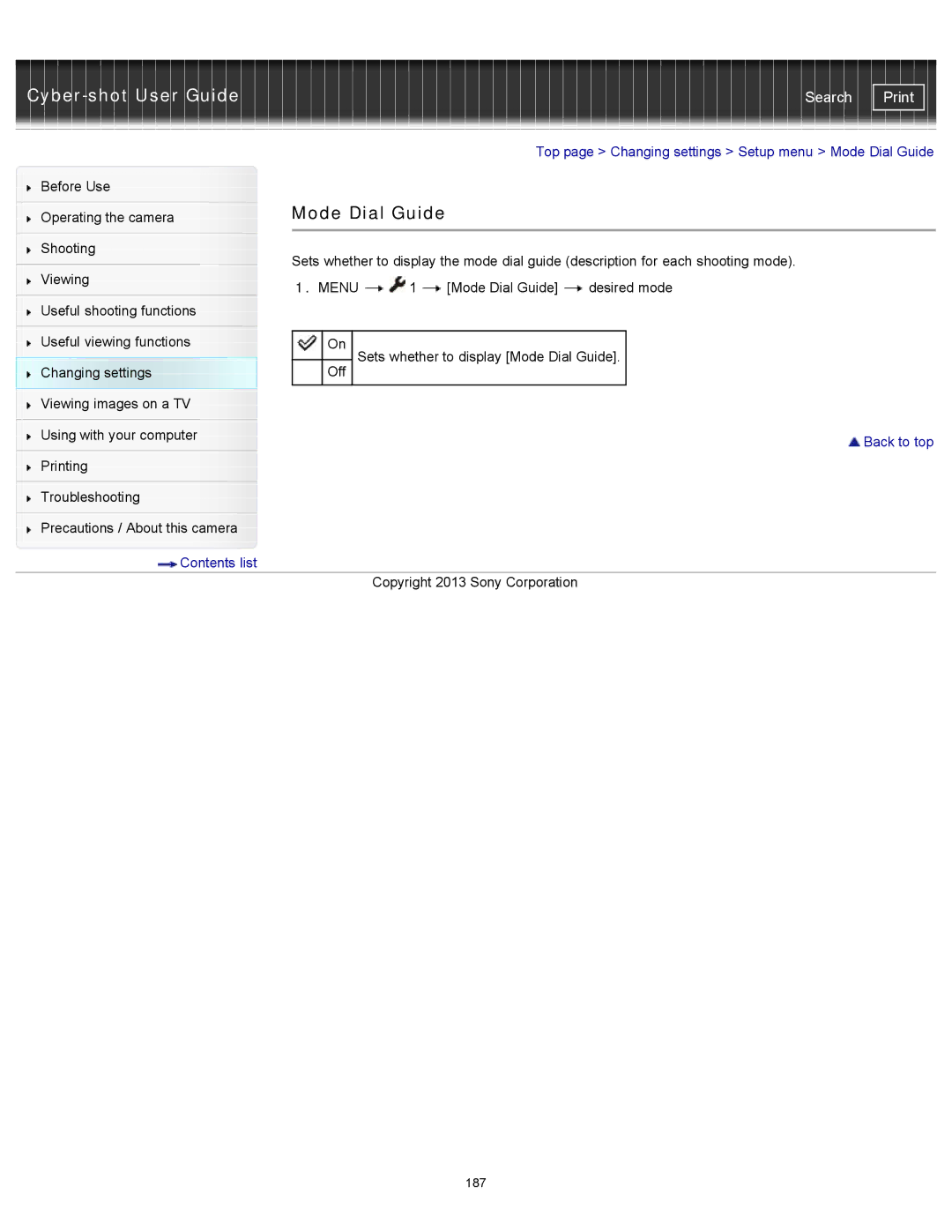 Sony DSC-RX100M2 manual Mode Dial Guide 