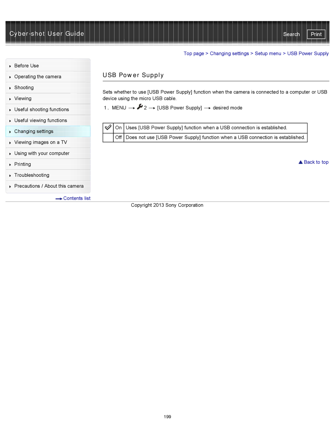 Sony DSC-RX100M2 manual USB Power Supply 