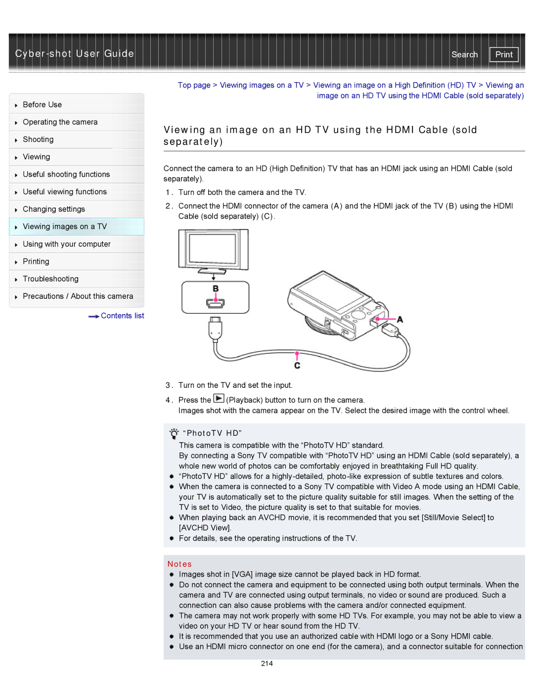 Sony DSC-RX100M2 manual PhotoTV HD 