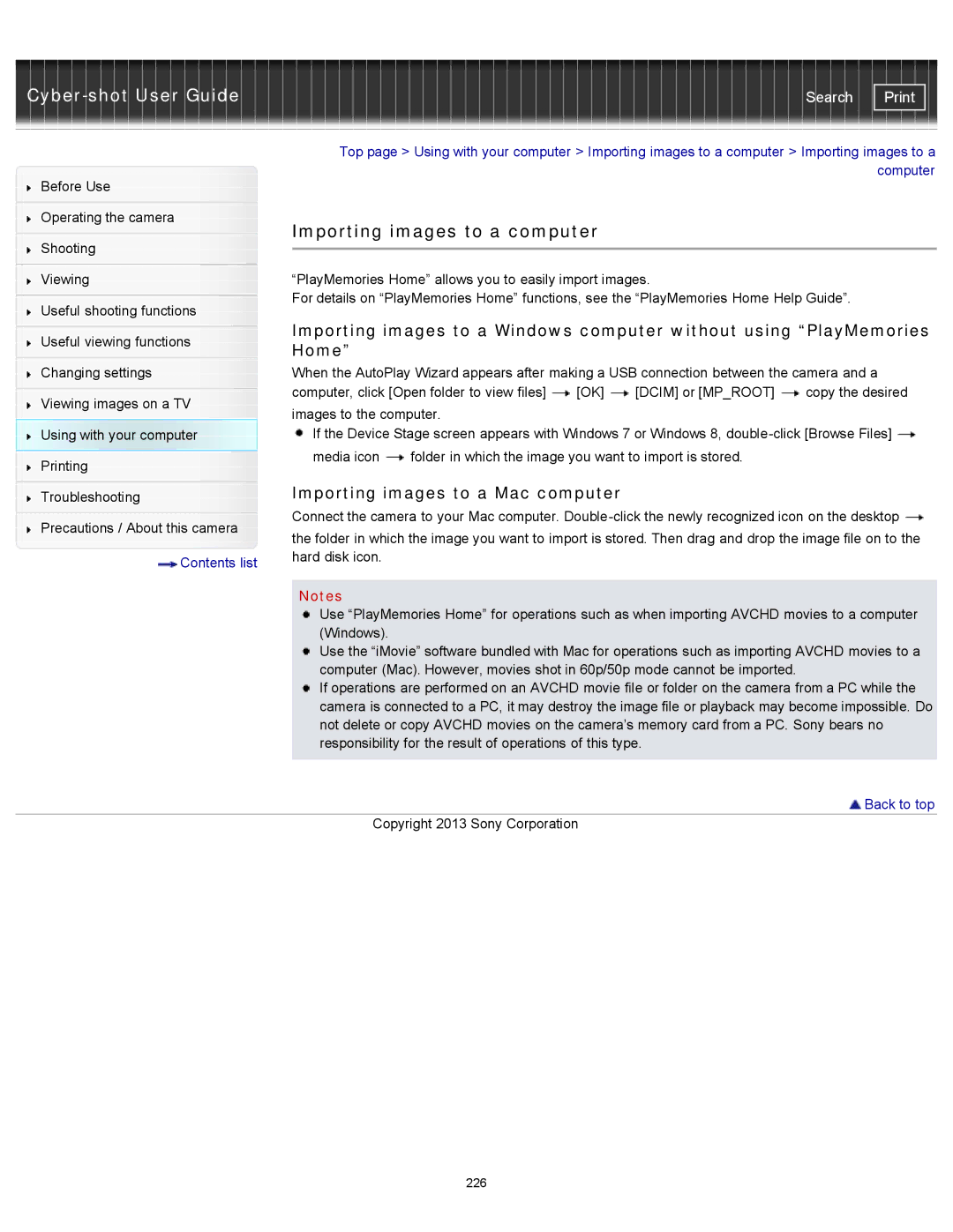 Sony DSC-RX100M2 manual Importing images to a computer, Home, Importing images to a Mac computer 