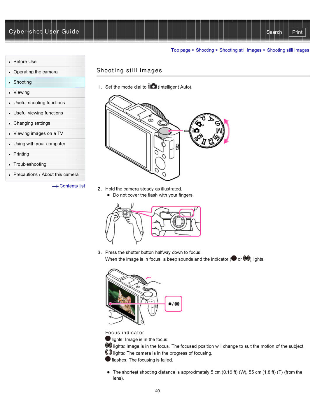 Sony DSC-RX100M2 manual Shooting still images, Focus indicator 