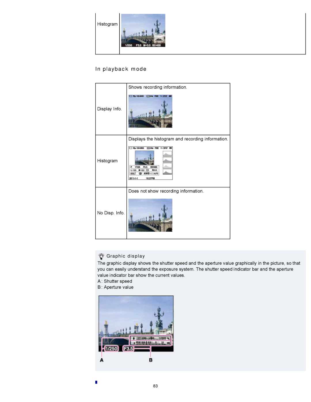 Sony DSC-RX100M2 manual Playback mode, Graphic display 