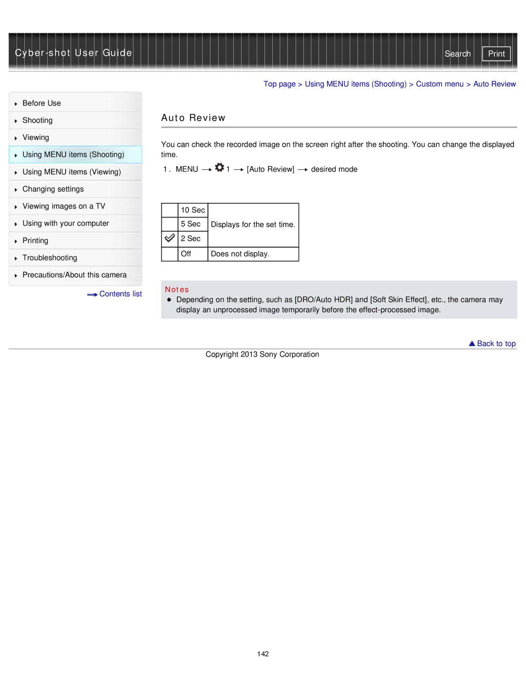 Sony DSC-RX1/RX1R manual Auto Review 