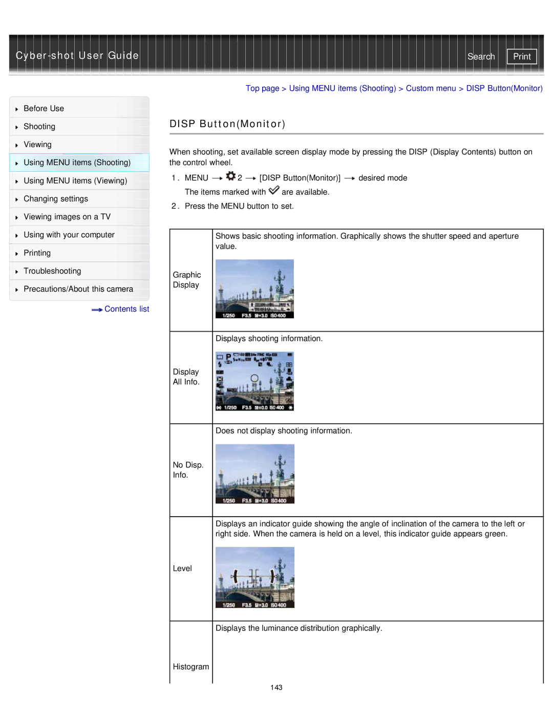 Sony DSC-RX1/RX1R manual Disp ButtonMonitor 