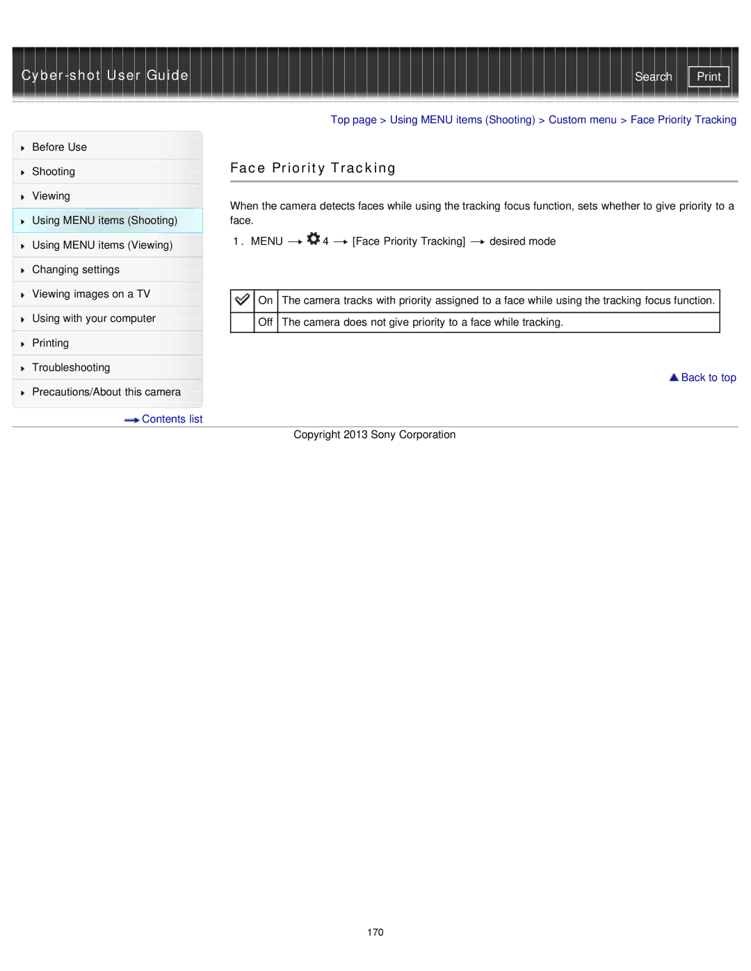 Sony DSC-RX1/RX1R manual Face Priority Tracking 