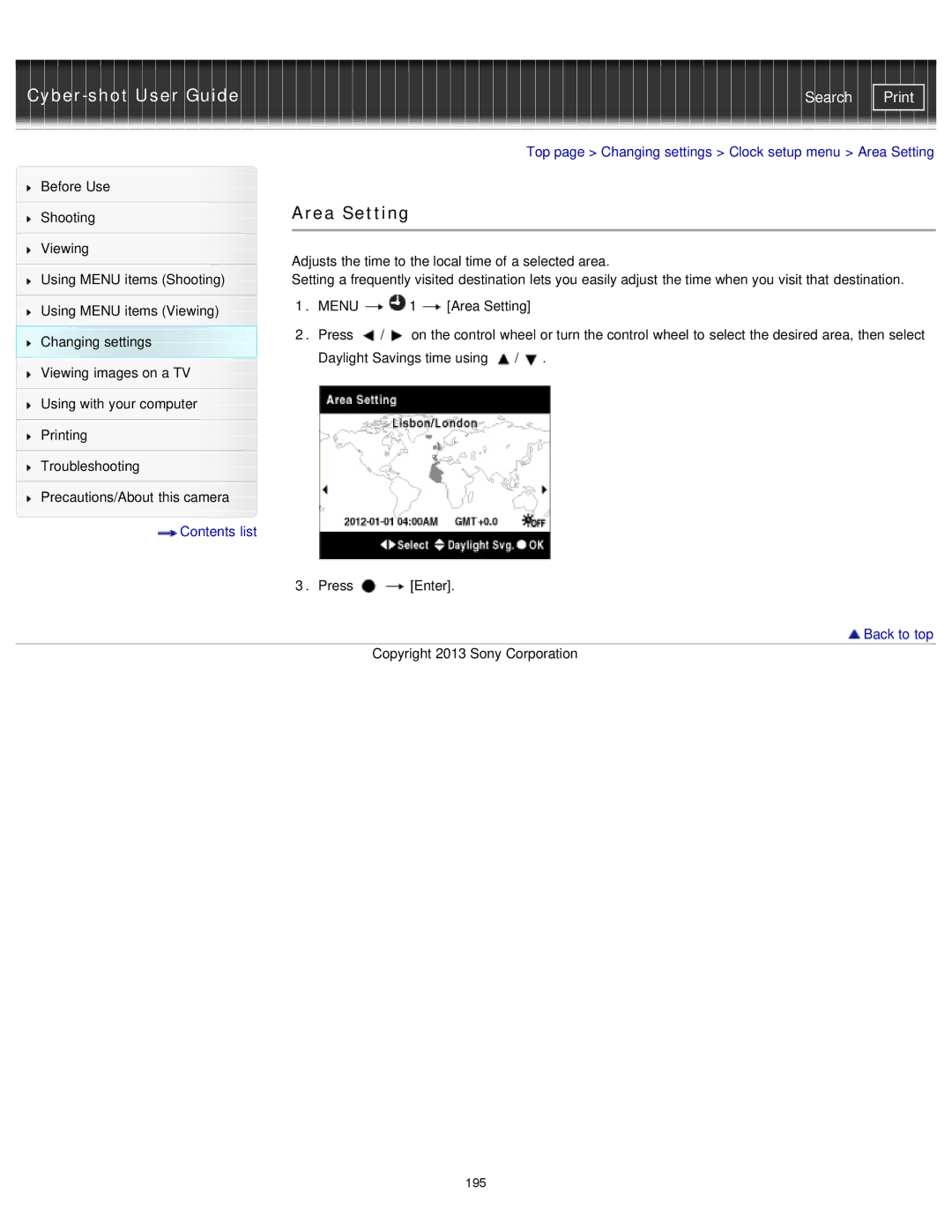 Sony DSC-RX1/RX1R manual Area Setting 