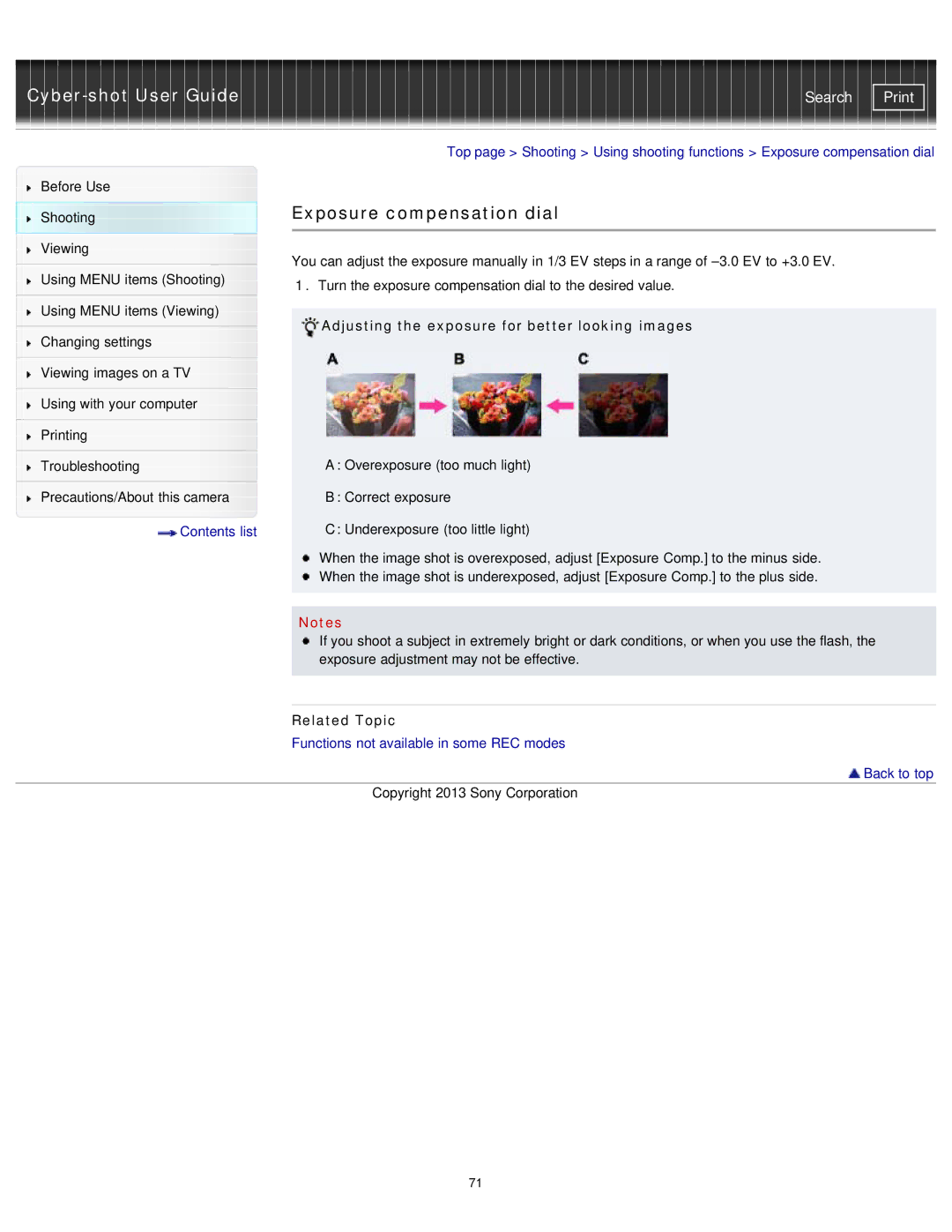 Sony DSC-RX1/RX1R manual Exposure compensation dial, Adjusting the exposure for better looking images 