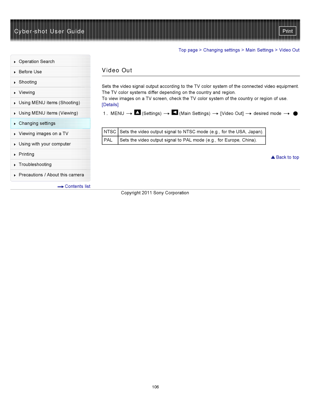 Sony DSC-S3000 manual Video Out, Pal 