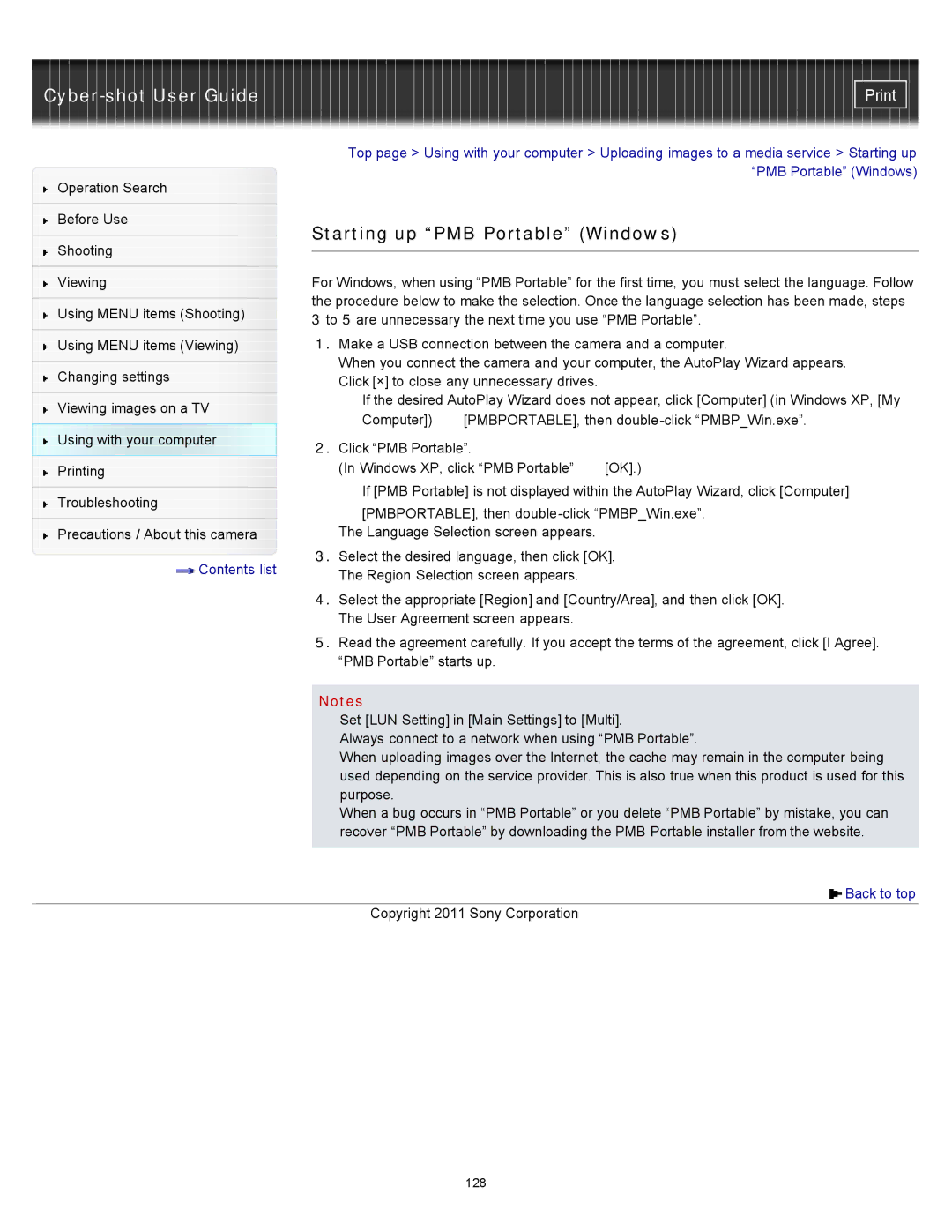 Sony DSC-S3000 manual Starting up PMB Portable Windows 