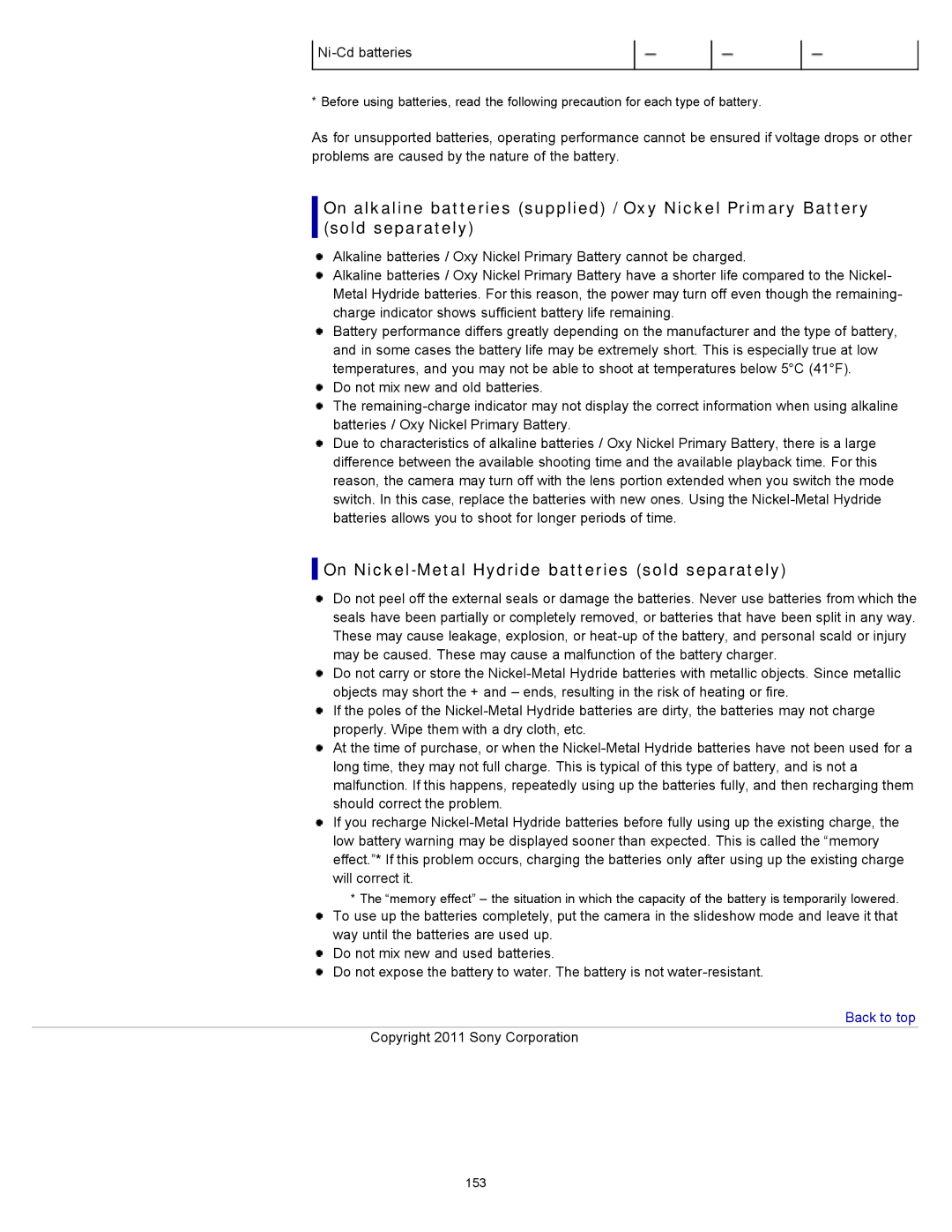 Sony DSC-S3000 manual On Nickel-Metal Hydride batteries sold separately 