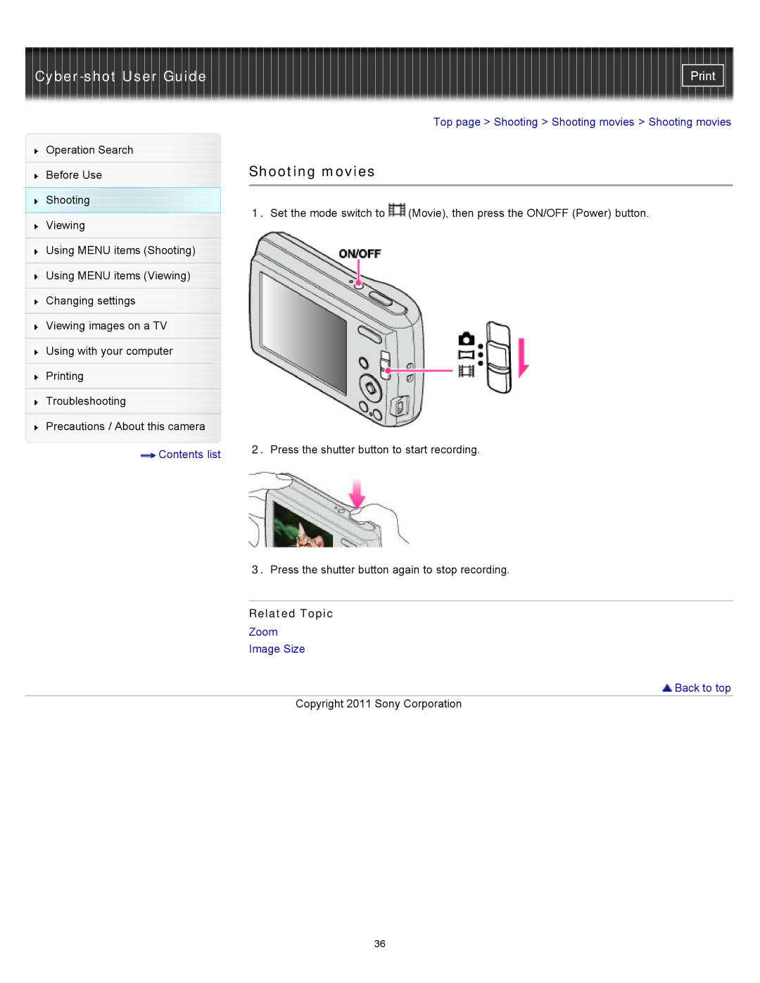 Sony DSC-S3000 manual Shooting movies 