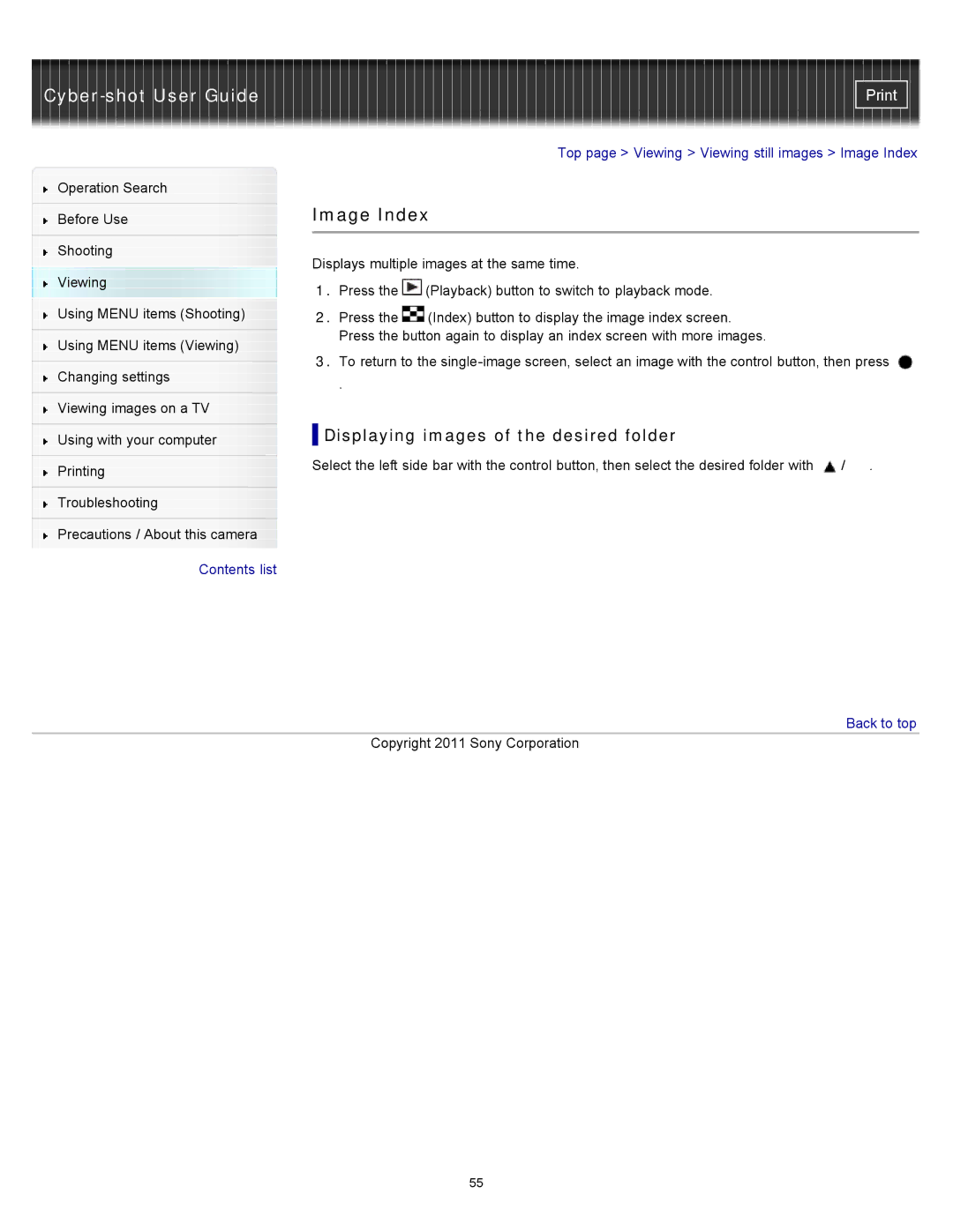 Sony DSC-S3000 manual Image Index, Displaying images of the desired folder 