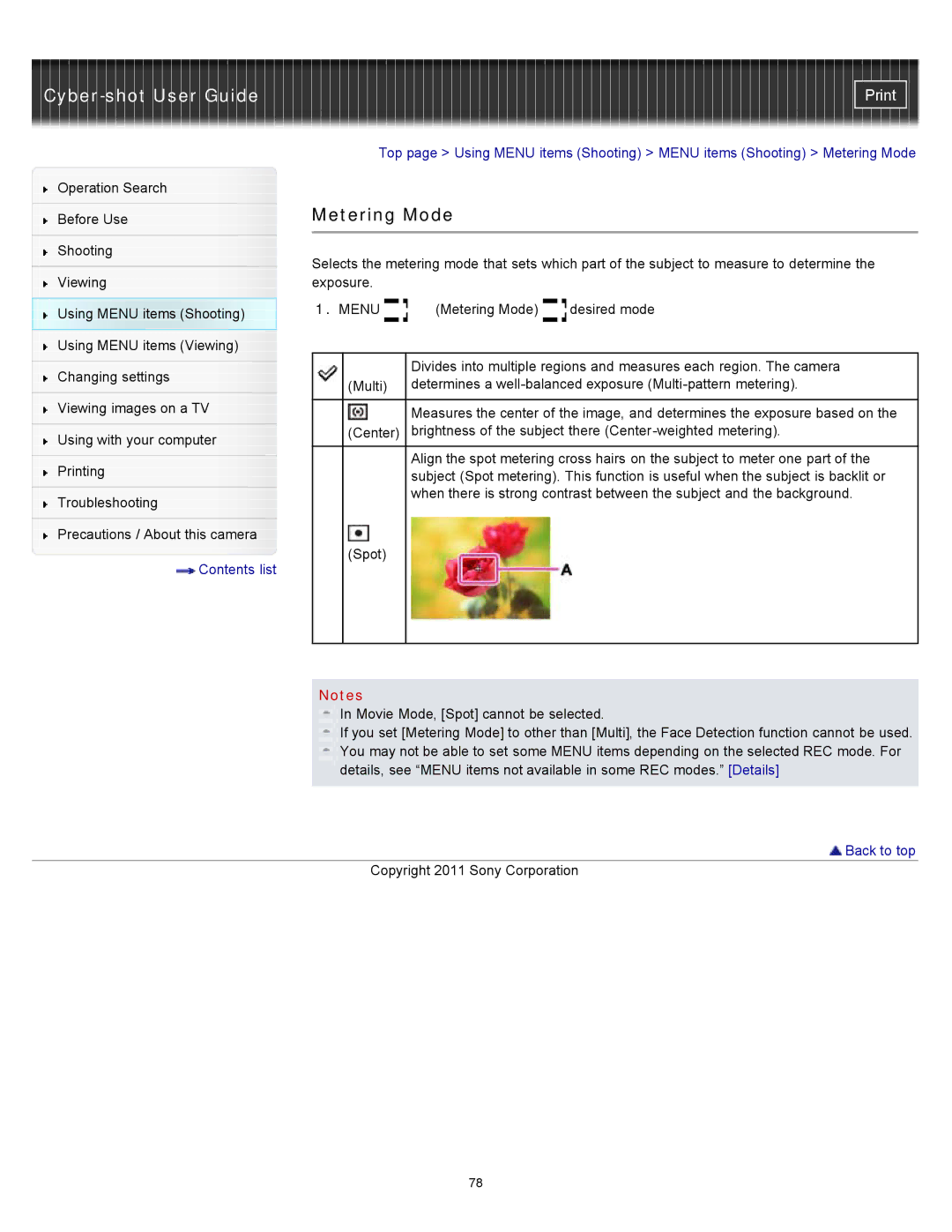 Sony DSC-S3000 manual Metering Mode 