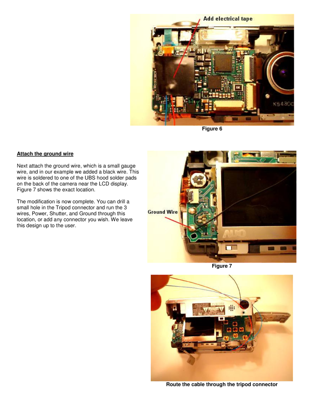 Sony DSC-S40 warranty Attach the ground wire, Route the cable through the tripod connector 