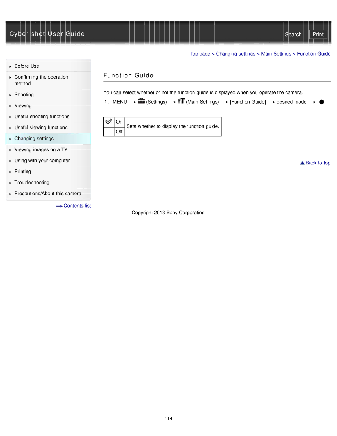 Sony DSCTF1/B, DSC-TF1/LC, DSCTF1B, DSCTF1/R, DSCTF1/L, DSCTF1R, DSCTF1L manual Function Guide 