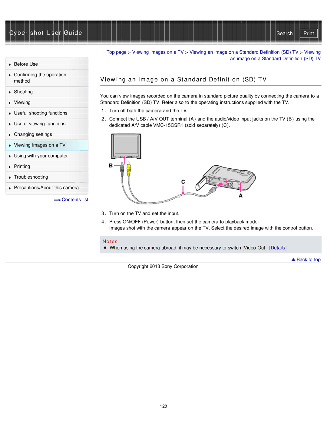 Sony DSCTF1/B, DSC-TF1/LC, DSCTF1B, DSCTF1/R, DSCTF1/L manual Viewing an image on a Standard Definition SD TV, Method Shooting 