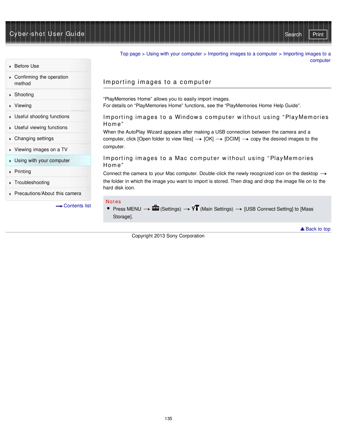 Sony DSCTF1/B, DSC-TF1/LC, DSCTF1B, DSCTF1/R, DSCTF1/L, DSCTF1R, DSCTF1L manual Importing images to a computer, Home 