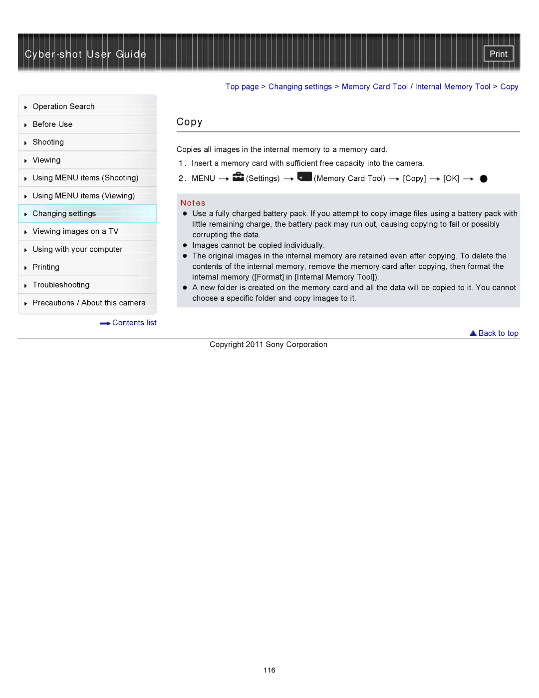 Sony DSC-W510 manual Copy 