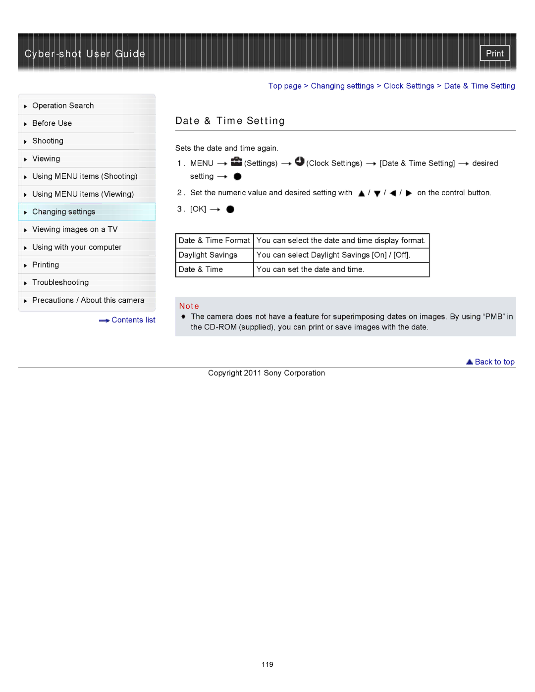 Sony DSC-W510 manual Date & Time Setting 