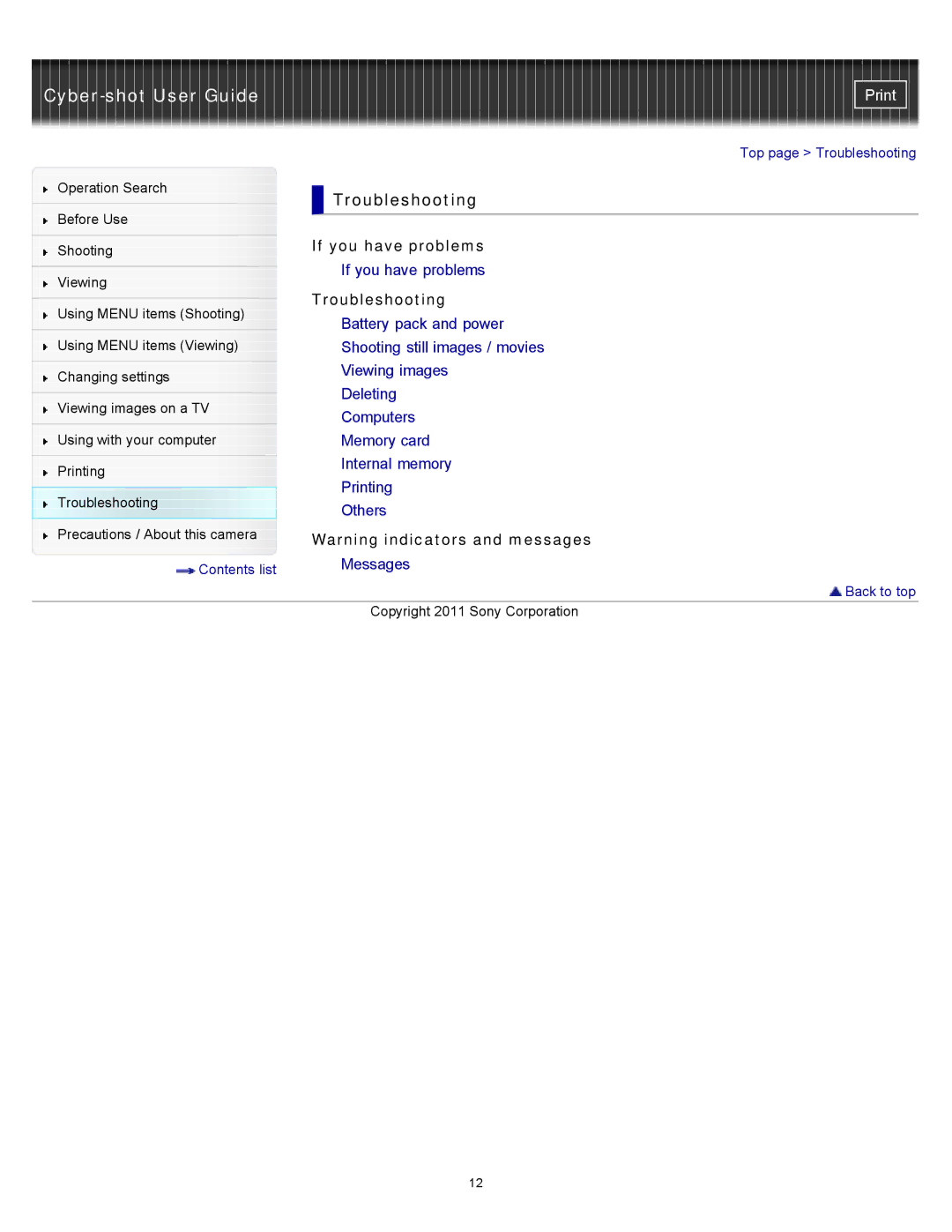 Sony DSC-W510 manual Troubleshooting, If you have problems 