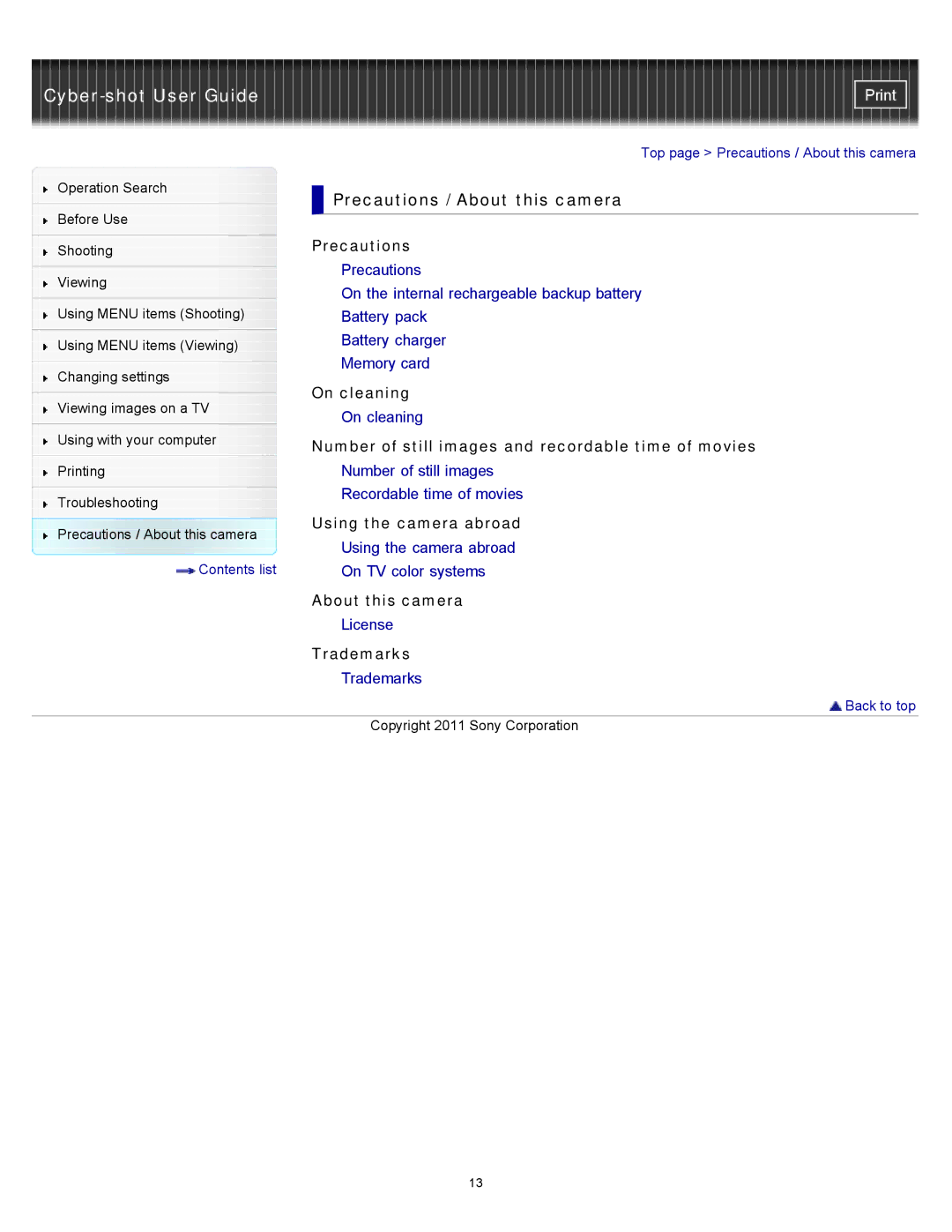 Sony DSC-W510 manual Precautions / About this camera, On cleaning 