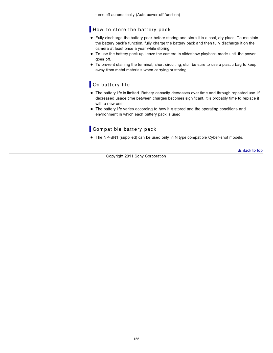 Sony DSC-W510 manual How to store the battery pack, On battery life, Compatible battery pack 