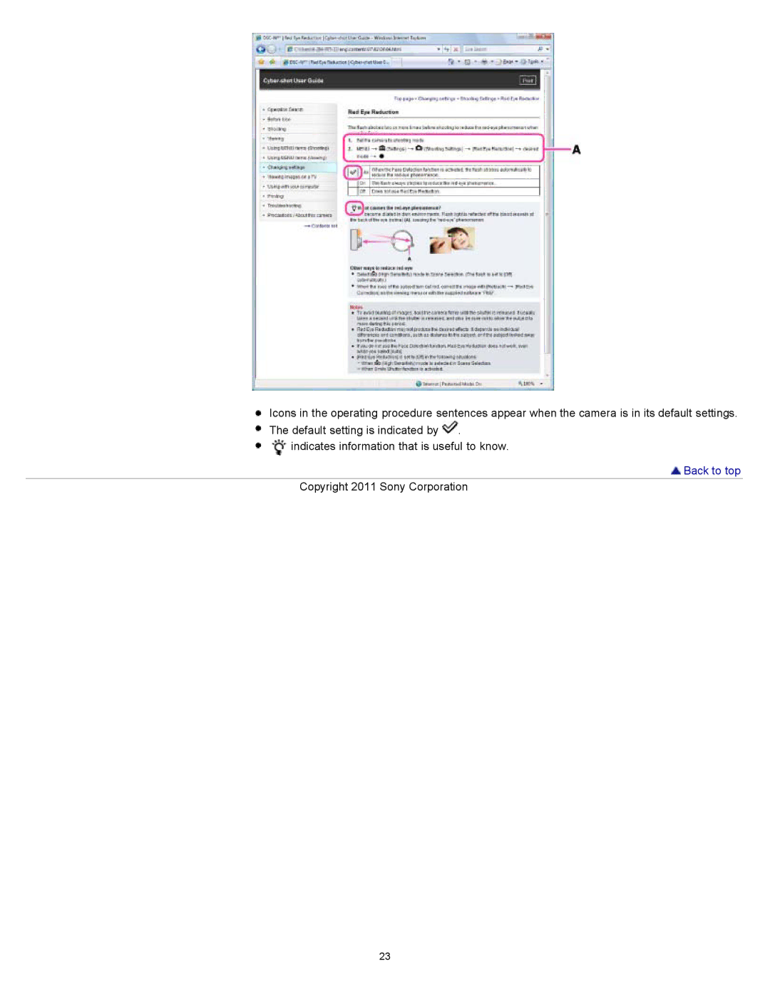 Sony DSC-W510 manual Back to top 