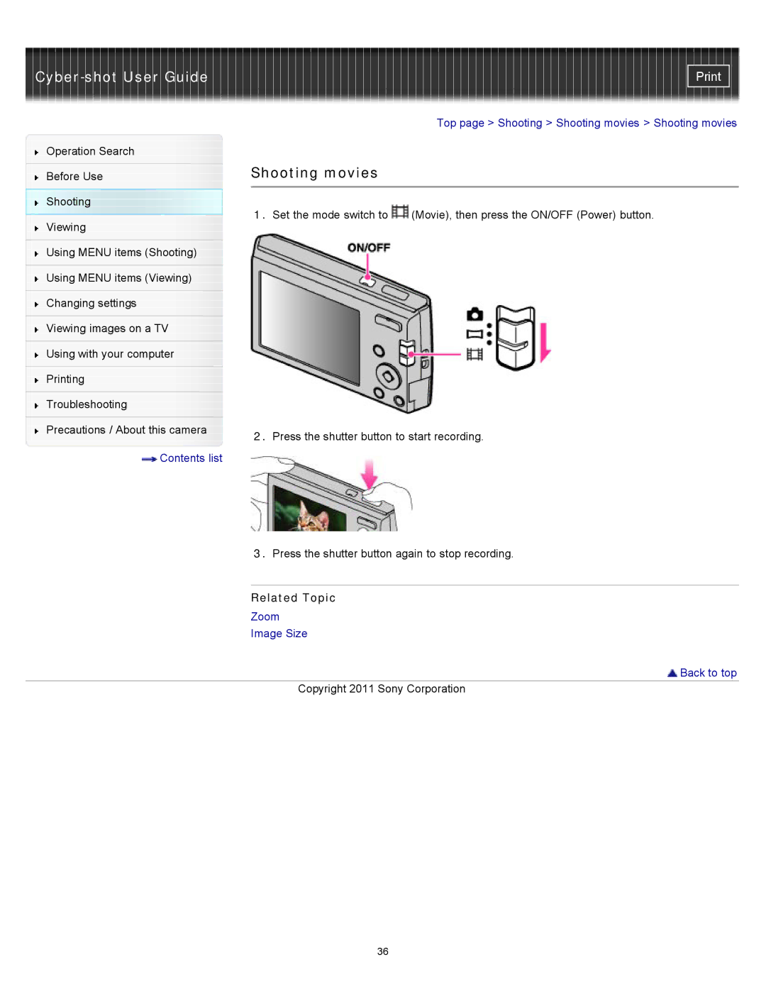 Sony DSC-W510 manual Shooting movies 