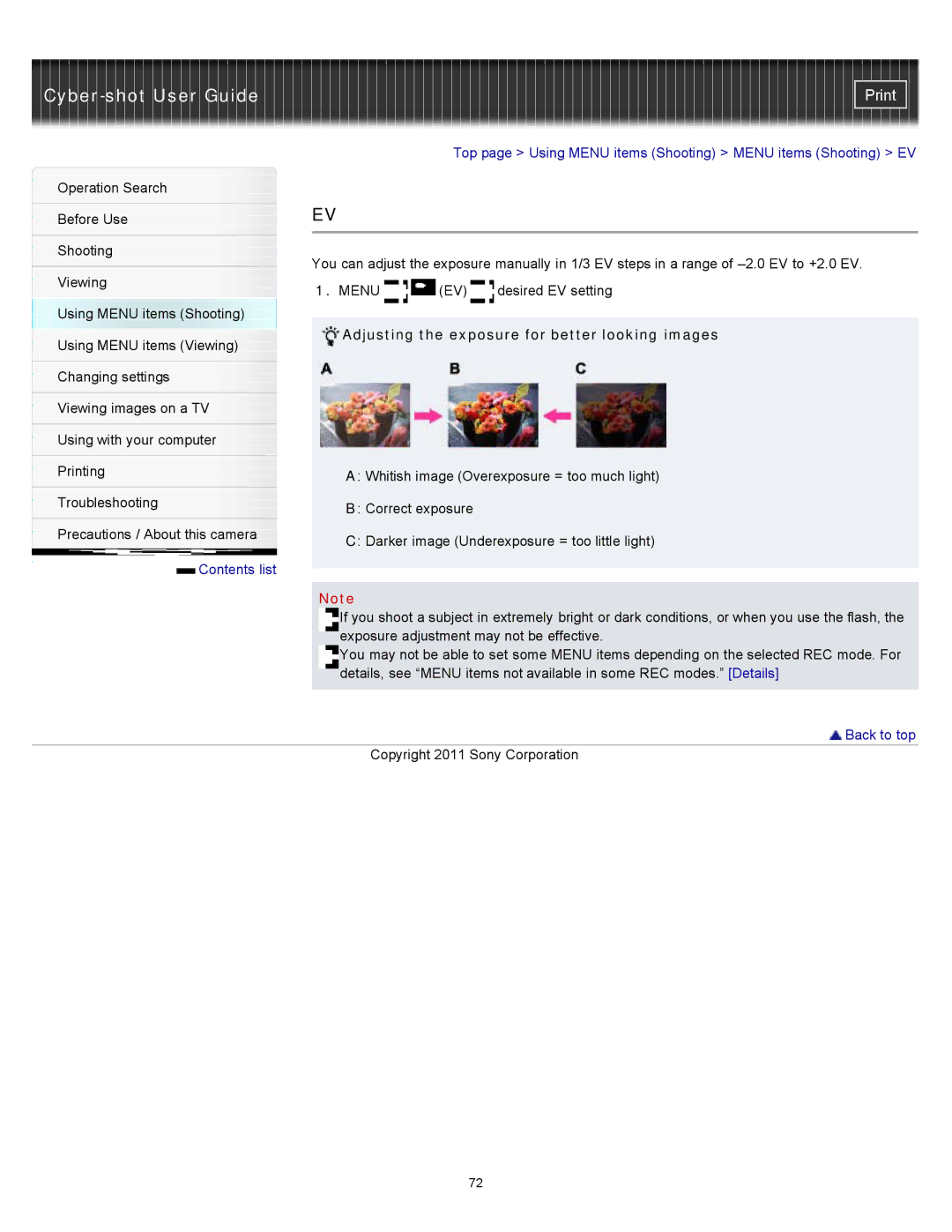 Sony DSC-W510 manual Adjusting the exposure for better looking images 