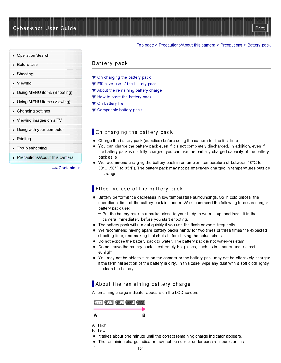 Sony W550, DSC-W530, DSCW530 manual Battery pack, On charging the battery pack, Effective use of the battery pack 