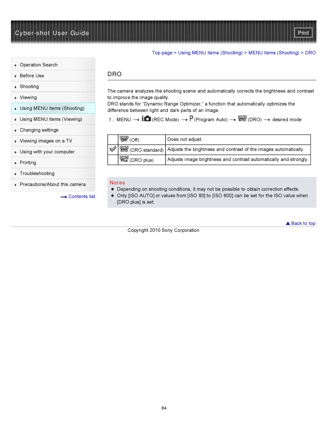 Sony DSC-W530, W550, DSCW530 manual Dro 