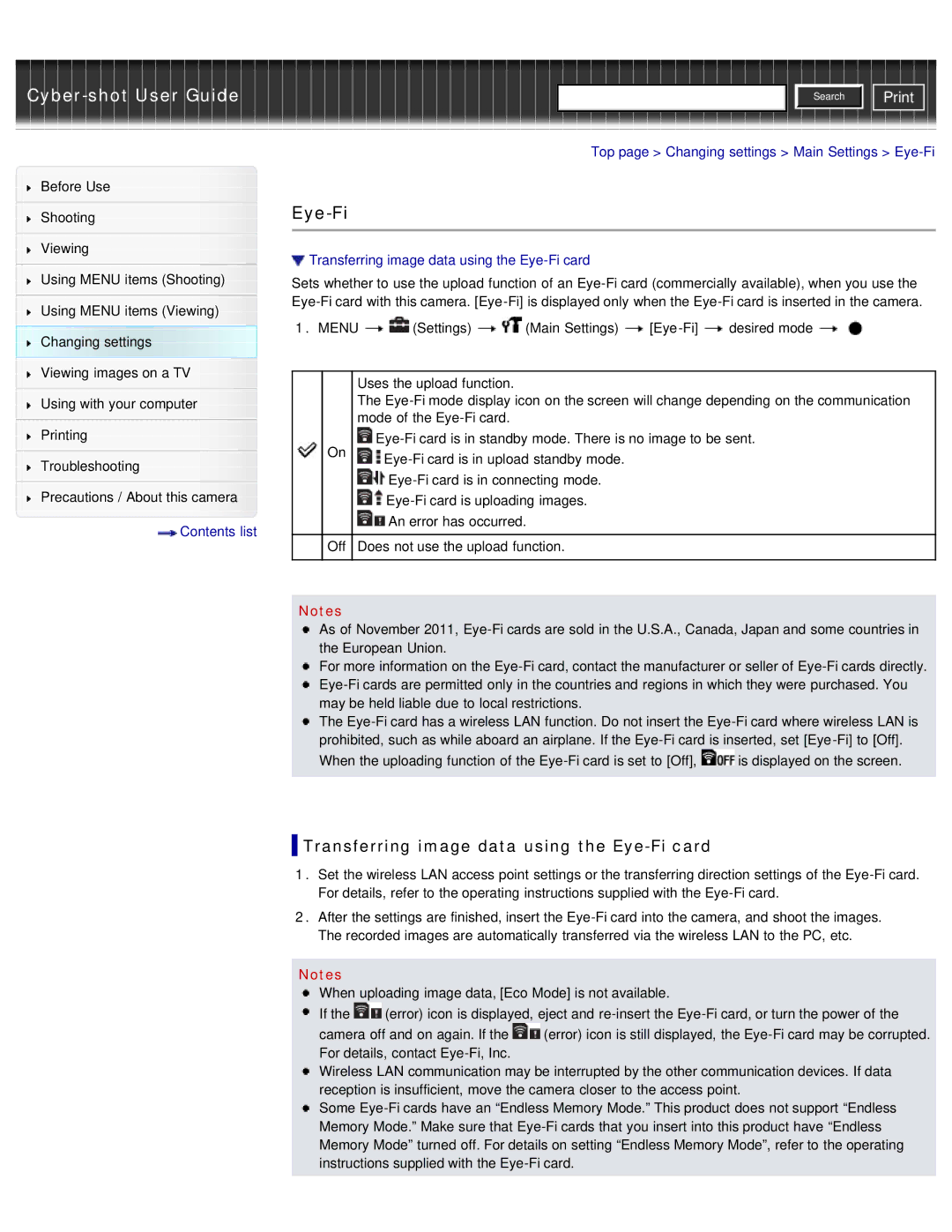 Sony DSC-W690/B manual Transferring image data using the Eye-Fi card 