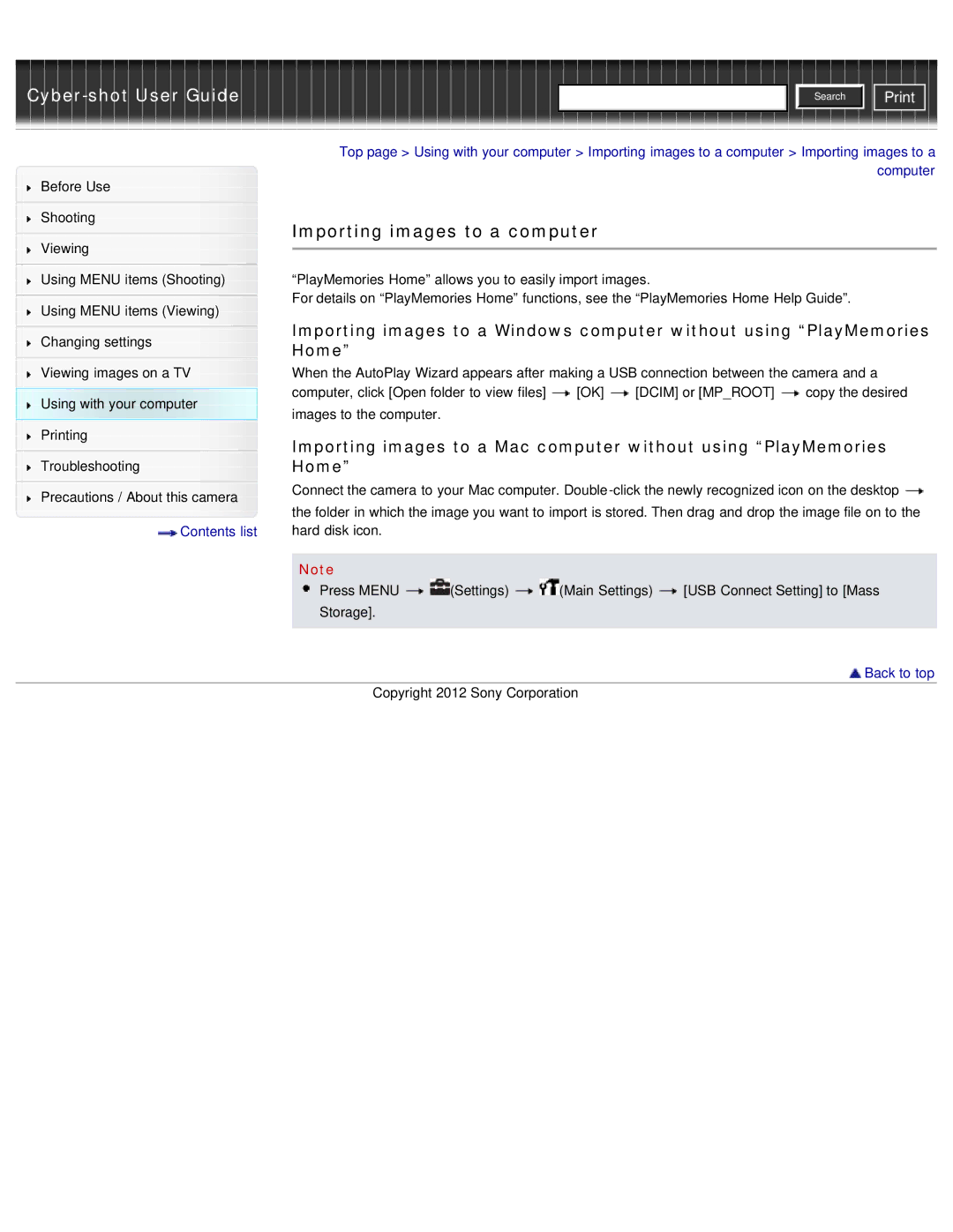 Sony DSC-W690/B manual Importing images to a computer, Home 