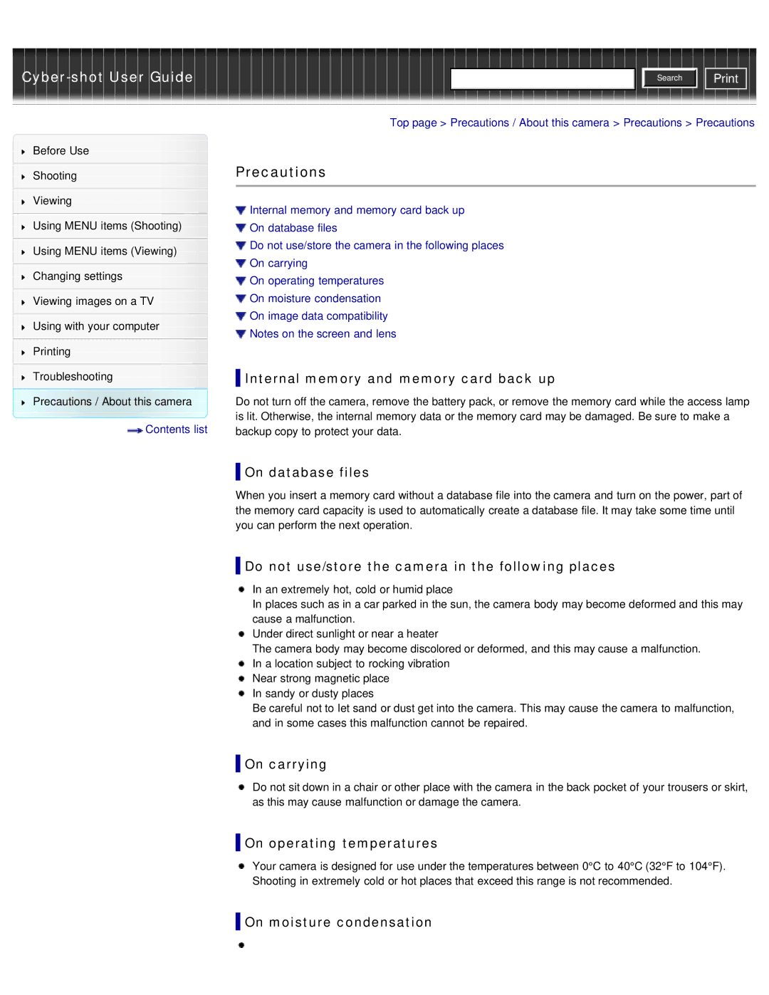 Sony DSC-W690/B manual Precautions 