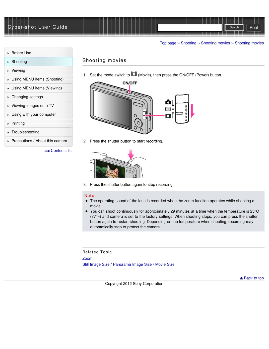 Sony DSC-W690/B manual Shooting movies 