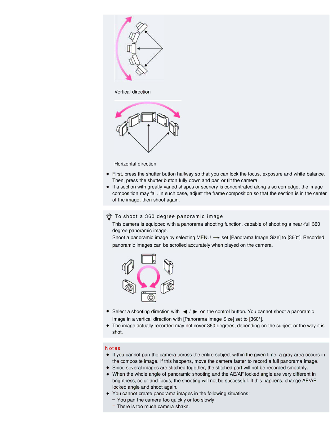 Sony DSC-W690/B manual To shoot a 360 degree panoramic image 