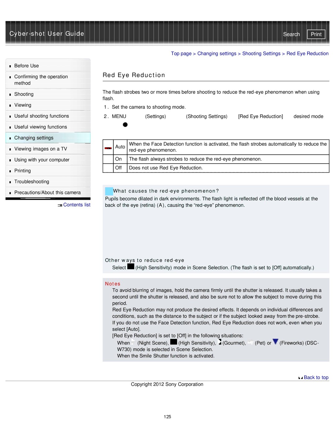 Sony DSCW730, DSC-W710/B, DSCW710/B Red Eye Reduction, What causes the red-eye phenomenon?, Other ways to reduce red-eye 