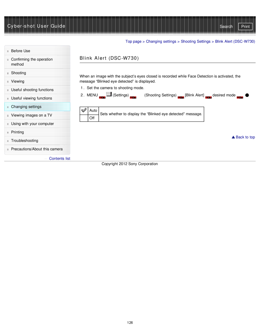 Sony DSC-W710/B, DSCW710/B, DSCW730/L, DSCW710/P, DSCW730/P manual Blink Alert DSC-W730 