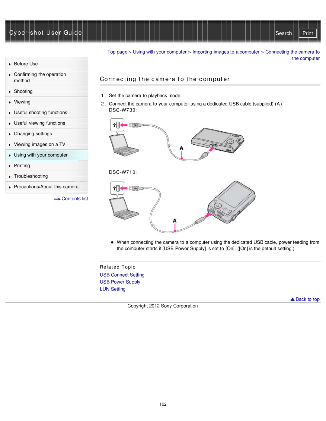 Sony DSC-W710/B, DSCW710/B, DSCW730/L, DSCW710/P, DSCW730/P manual Connecting the camera to the computer, DSC-W730 DSC-W710 