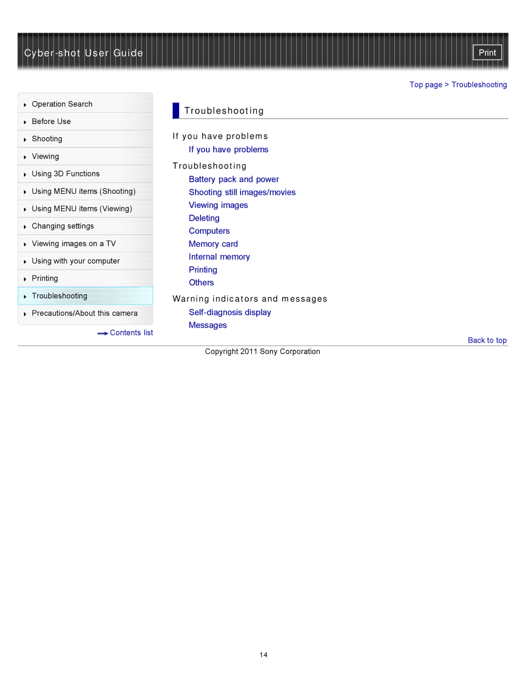 Sony DSC-WX10 manual Troubleshooting, If you have problems 