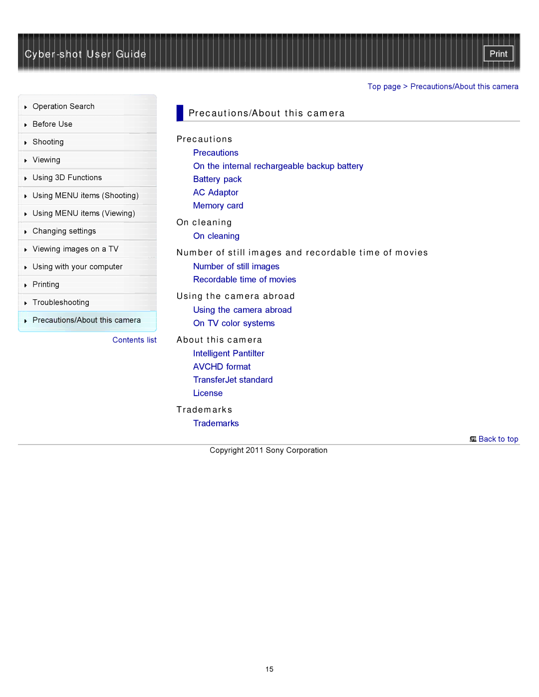 Sony DSC-WX10 manual Precautions/About this camera 